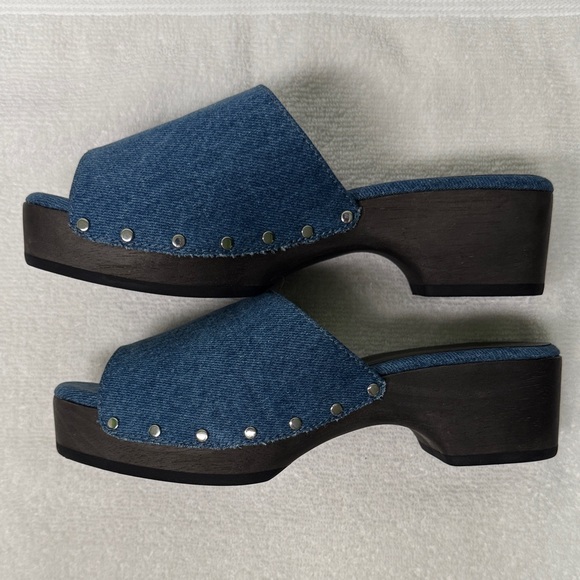 Rag & Bone Mara Blue Denim Platform Clogs Size 39 or US 9 - Picture 3 of 16